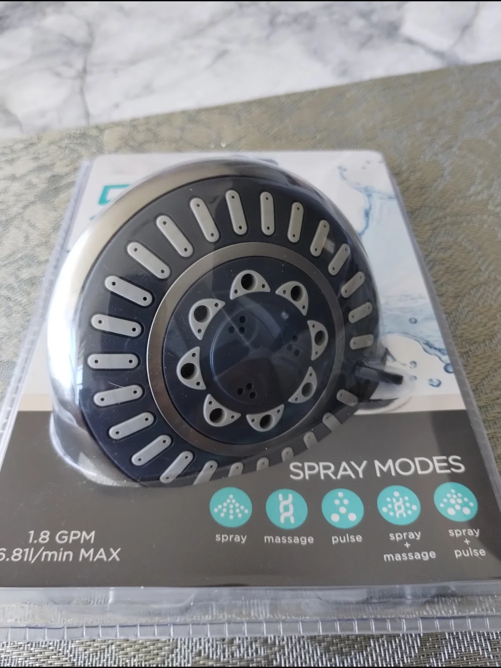 bath bliss Monsoon 5-Function Shower Head - Brushed Silver
